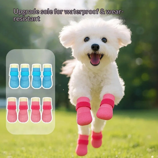 Waterproof Dog Shoes for Small Dogs Anti-Slip Pet Boots Rain Booties Paw Protector for Teddy Poodle Chihuahua Dog Socks
