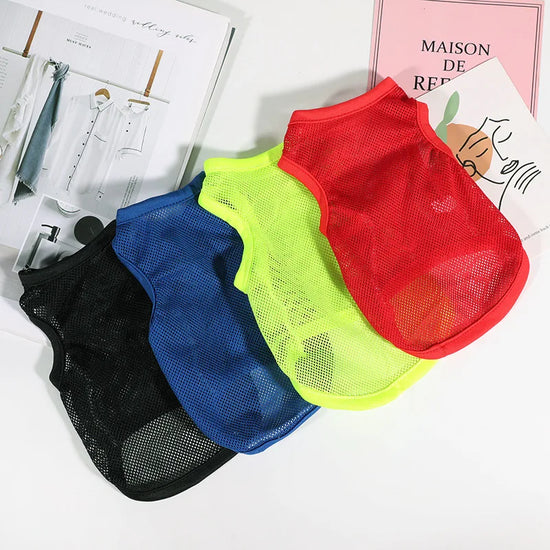 Pet Clothing with Large Mesh Breathable Spring/summer Vest Solid Color Cat and Dog Clothing Suitable for Indoor and Outdoor Use