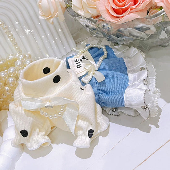 Designer Luxury Pet Princess Skirt Cowboy Skirt Puppy Sweater Small Dog Cotton Base Sweater Sweet Knitted Sweater Beautiful Set